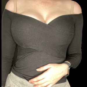 Black off the shoulder shirt